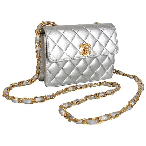 silver chanel purse|metallic silver chanel bag.